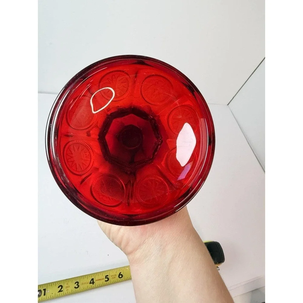 Fostoria  Ruby Red Coin Footed Compote Candy‎ Dish Lidded 8